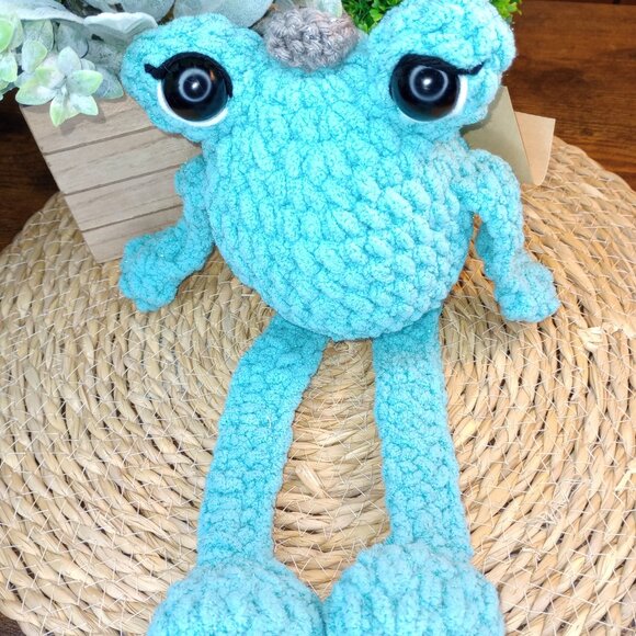 Todd the Frog Prince- Handmade Crochet Plushie by Me - Picture 2 of 2